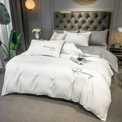 Luxus Bettwäsche mit Stickdesign Elegante Schlafzimmer