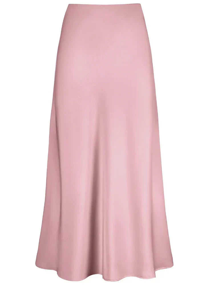 Elegante Damen Maxi Röcke Schwarz Seide Sommer