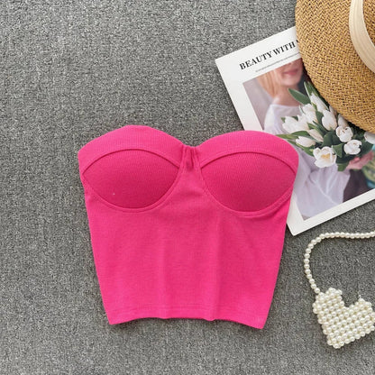 Damen Bustier-Top mit Rippenstruktur und Push-Up-Effekt