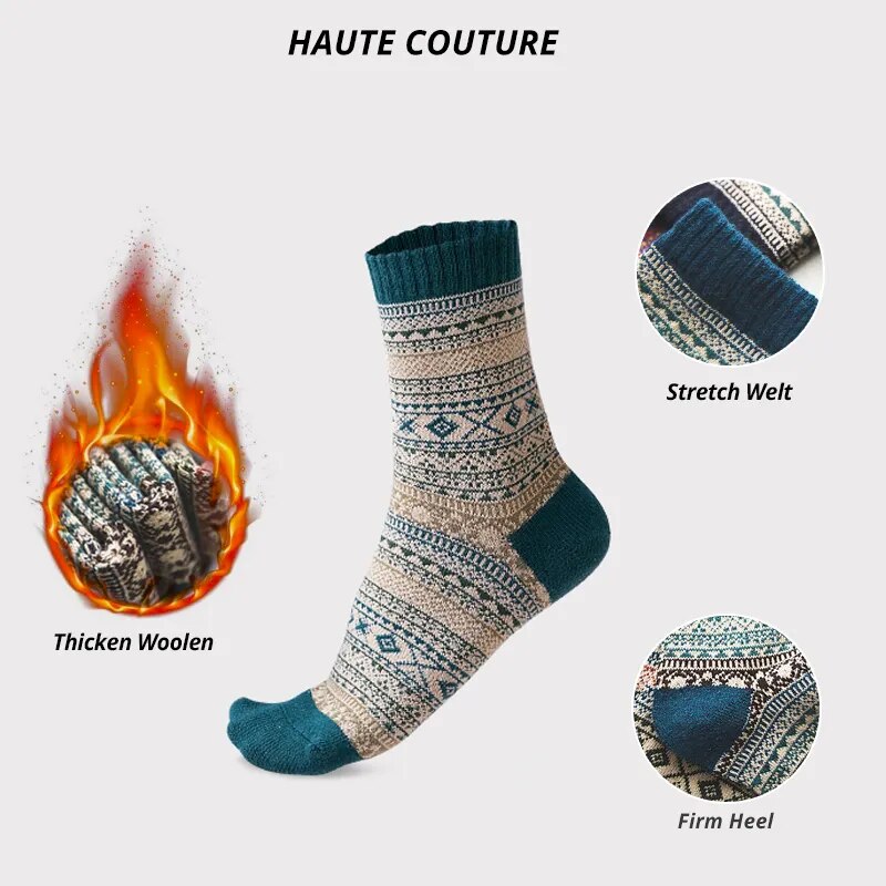Schafwollsocken Warme Wintersocken 5er Pack