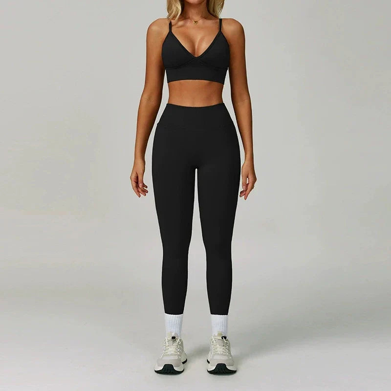 Sport Outfit Set Damen 3-teilig Leggings BH Jacke