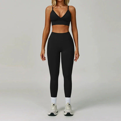 Sport Outfit Set Damen 3-teilig Leggings BH Jacke