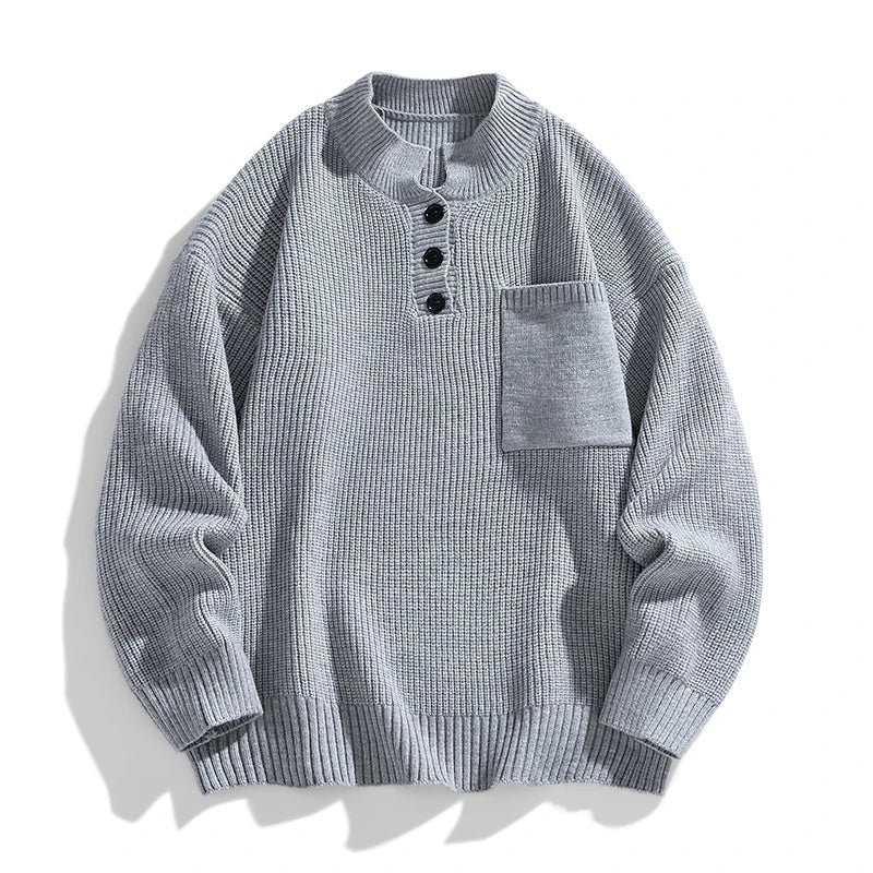 Herren Strickpullover Winter Warm Mit Knöpfen - BerlinGlamour