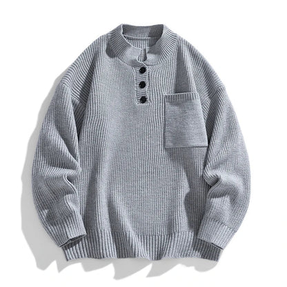 Herren Strickpullover Winter Warm Mit Knöpfen - BerlinGlamour