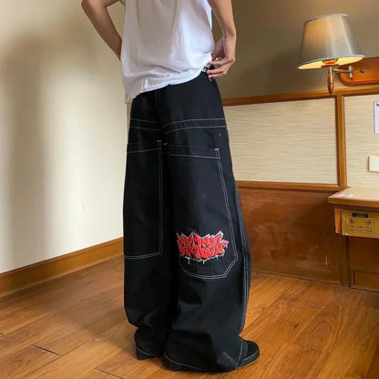 Bequeme Baggy Jeans Denim Lässig Weite Passform