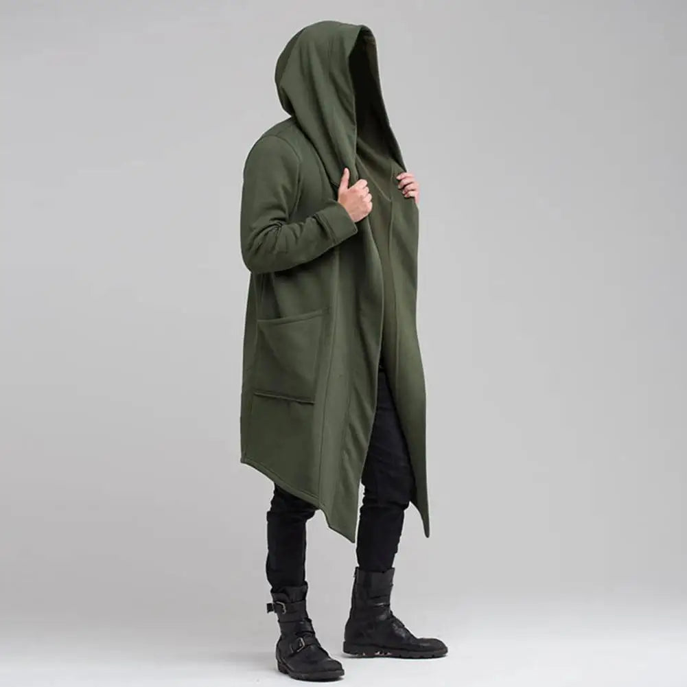 Gothic Strickjacke Herren Lang Kapuze Schwarze