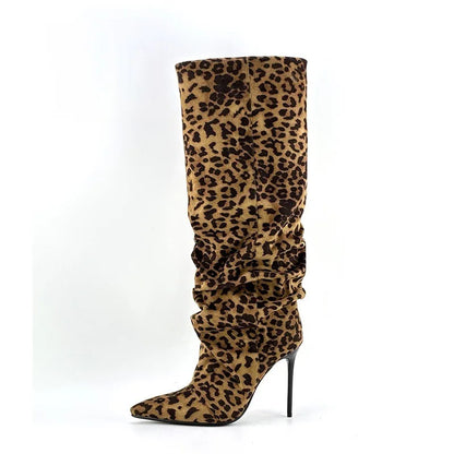 Hohe Wildleder Stiefel Damen Stilettoabsatz Schmal