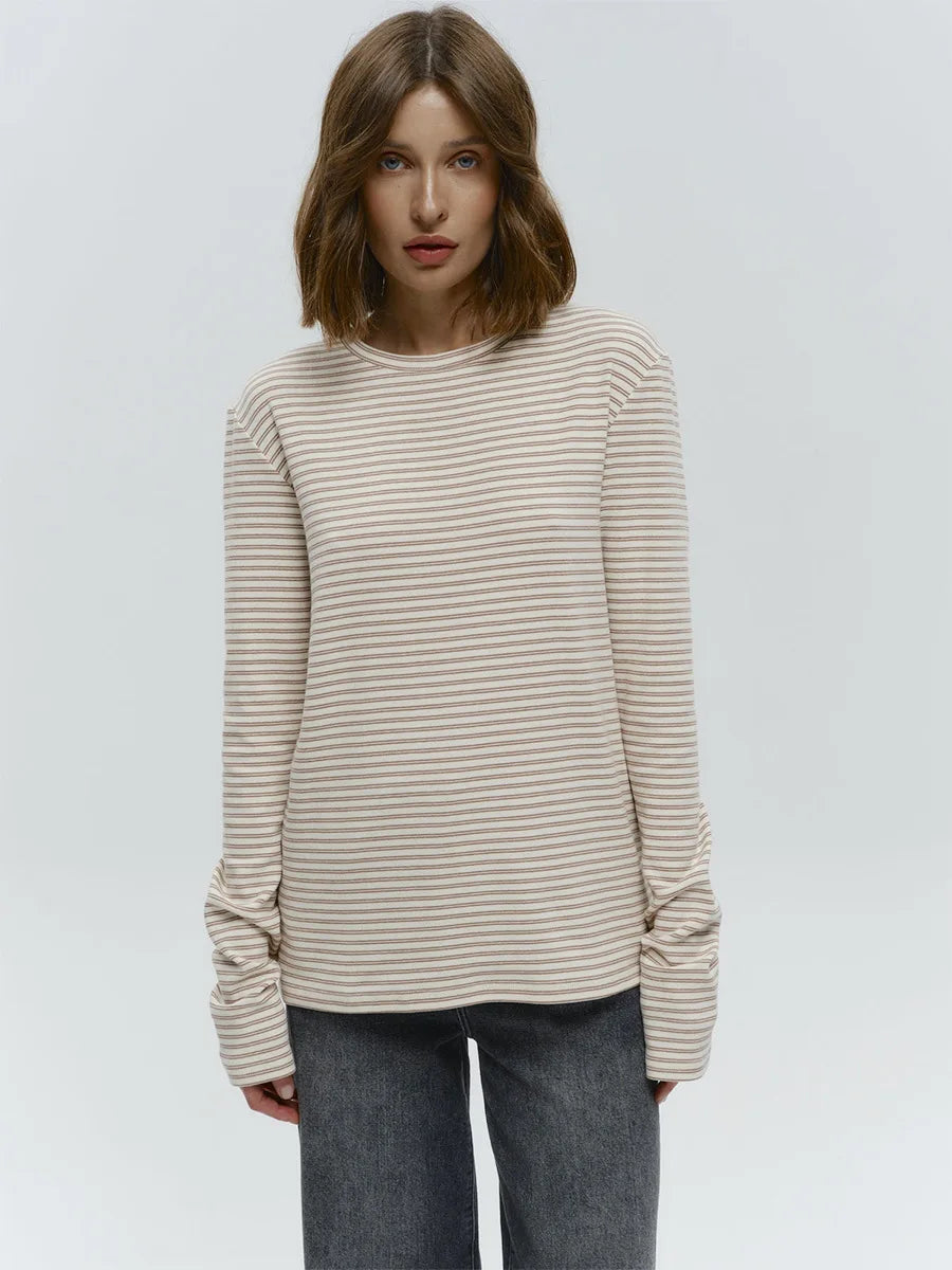Elegantes Damen Langarmshirt Streifen Classic