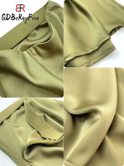 Elegante Damen Maxi Röcke Schwarz Seide Sommer