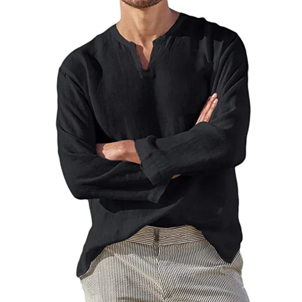 Herren Langarmshirt Leicht Baumwolle Sommer