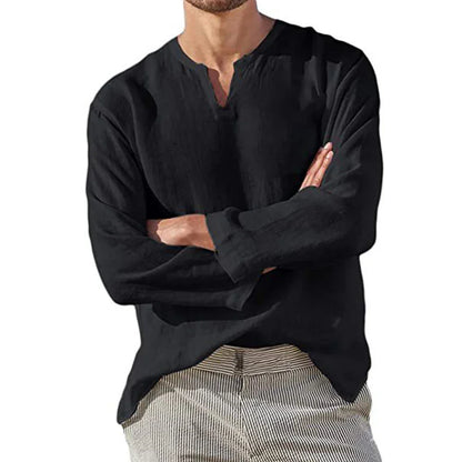 Herren Langarmshirt Leicht Baumwolle Sommer