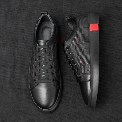 Leder Sneaker Herren Elegante Schwarz