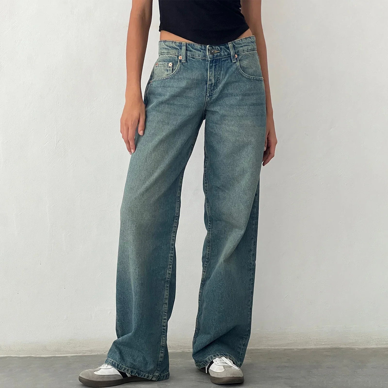 Weite Damen-Jeans Vintage-Stil Relaxed Fit - BerlinGlamour