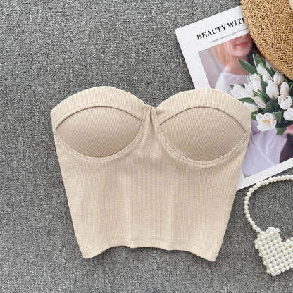Damen Bustier-Top mit Rippenstruktur und Push-Up-Effekt