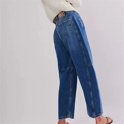 Damen Jeans Bequem Elastisch Baggy Stil
