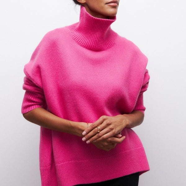 Damen Winterpullover Übergroß Hoher Kragen Warm
