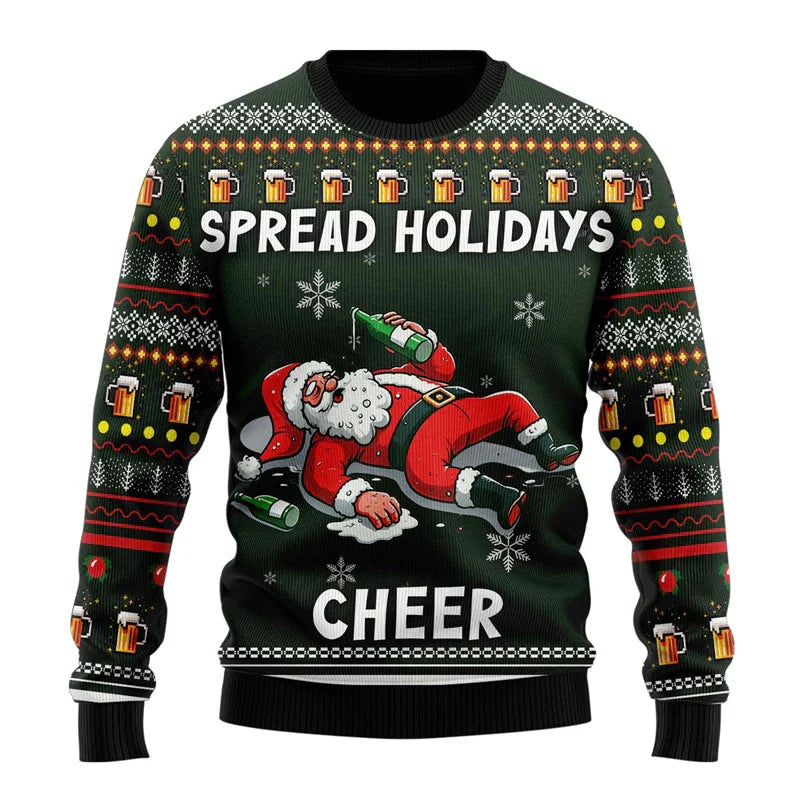 Herren Weihnachtspullover Lustig Bier Motiv