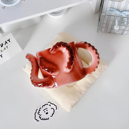 Keramik Kaffeebecher Oktopus Design Farbenfroh