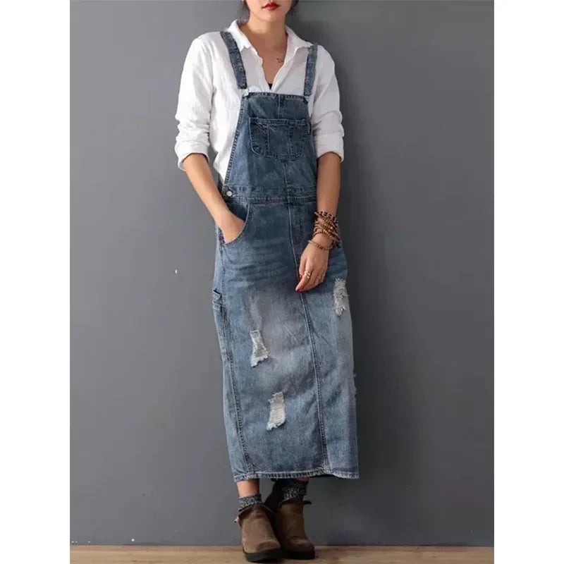 Kleid Trägerkleid Denim Lässig Sommer