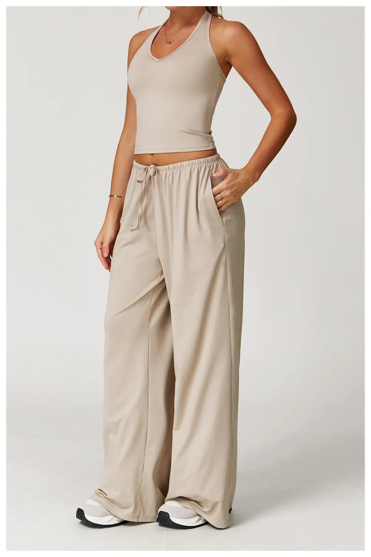 Damen Lounge Set Halter Top Crop Oberteil Bequem
