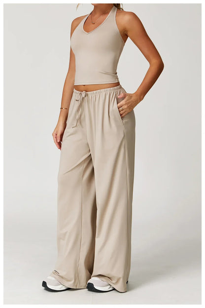 Damen Lounge Set Halter Top Crop Oberteil Bequem