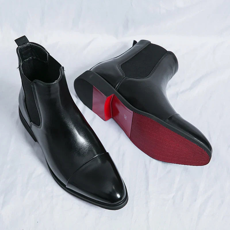 Leder Chelsea Stiefel Herren Schwarz Hochwertig - BerlinGlamour