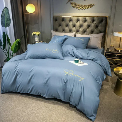 Luxus Bettwäsche mit Stickdesign Elegante Schlafzimmer