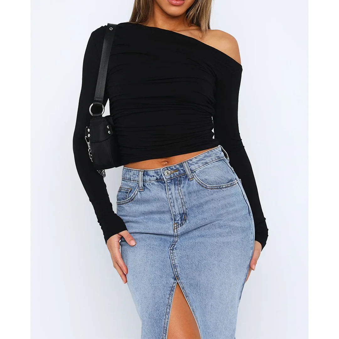 Damen Oberteil Langarm Twisted Top Modern
