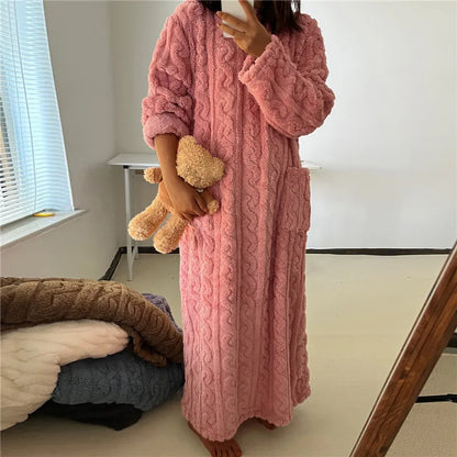 Weiches Fleece Kleid Teddylook Warm