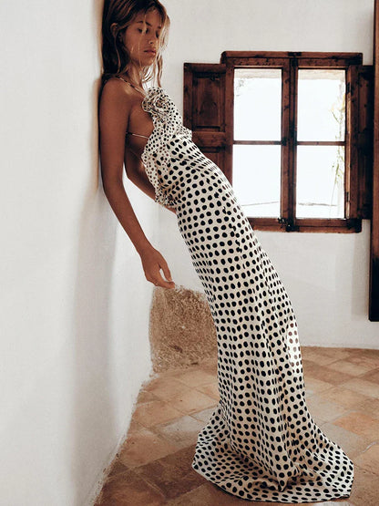 Langes Damen Maxikleid Spitzenpunkte Sommerkleid
