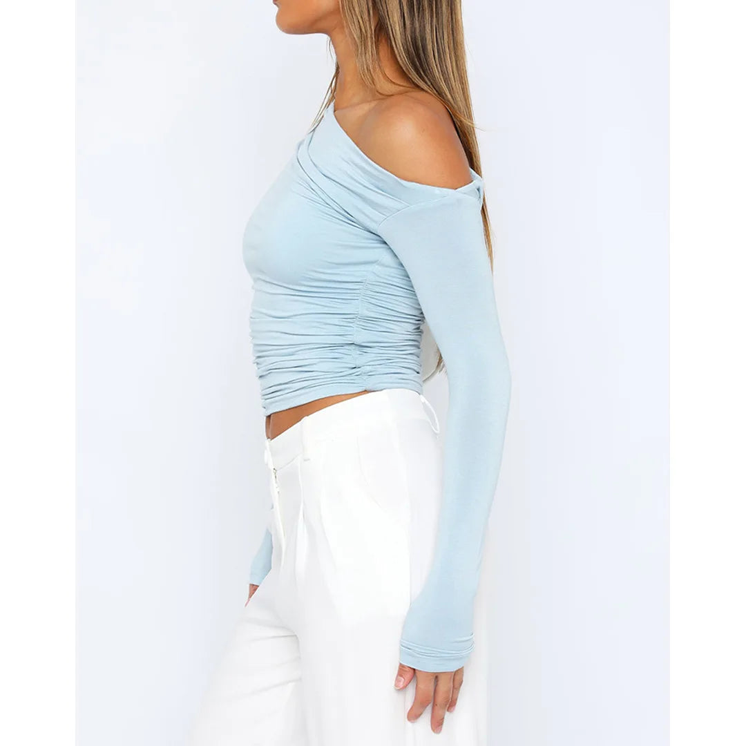 Damen Oberteil Langarm Twisted Top Modern