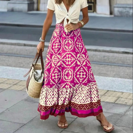 Boho Maxi Rock Damen Lang Kleid Floral Print - BerlinGlamour