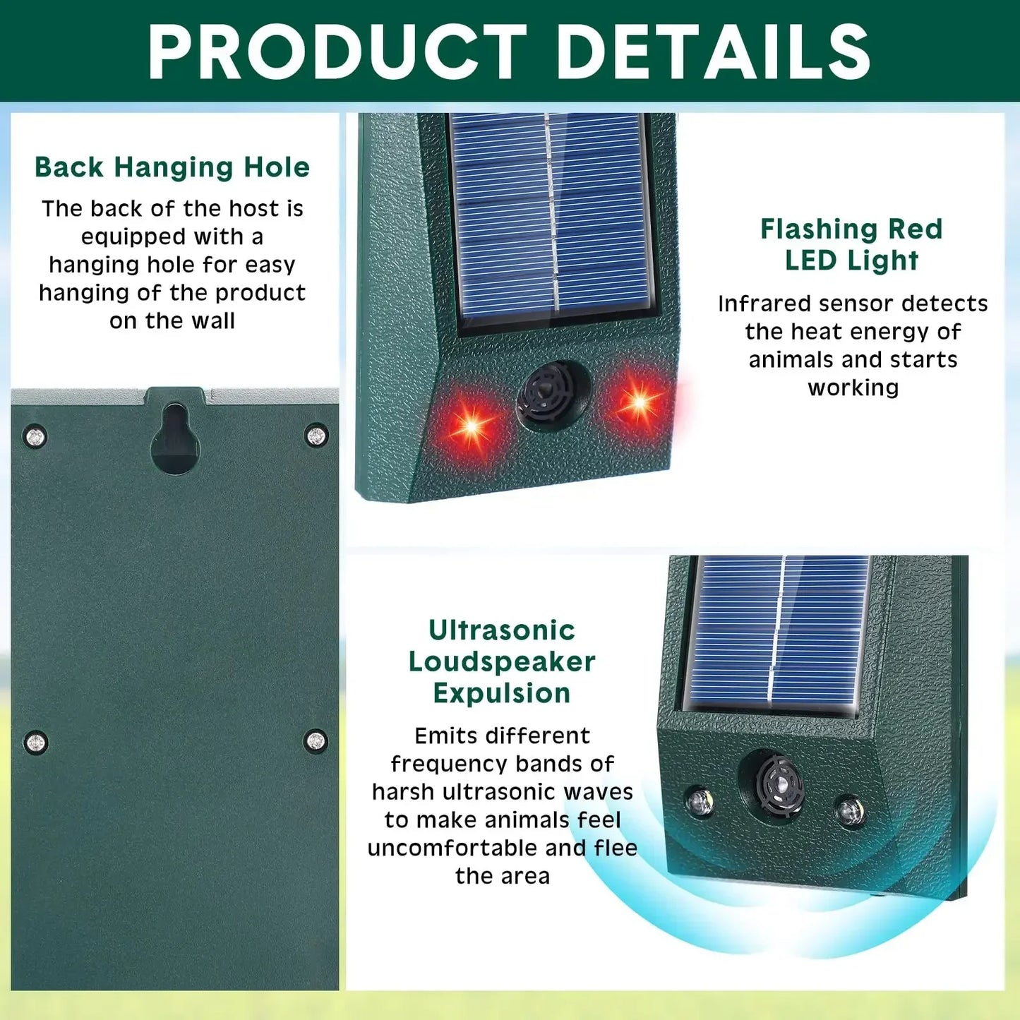 Solarguardix Vogelvertreiber Ultraschall Solar LED Bewegungsmelder
