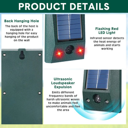 Solarguardix Vogelvertreiber Ultraschall Solar LED Bewegungsmelder