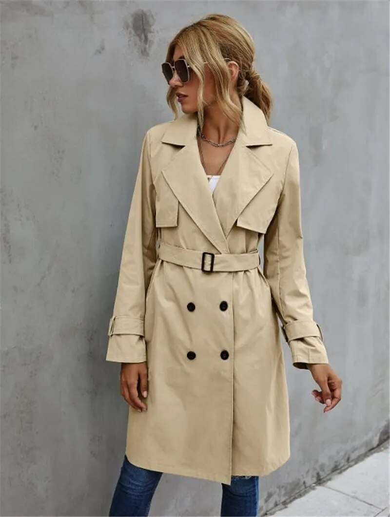 Schmale Damen Trenchcoat Stilvoll Wasserfest