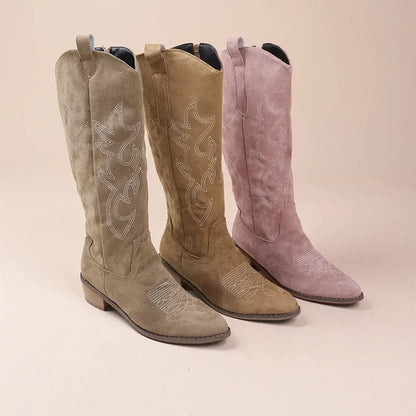 Cowboystiefel Damen Kniehoch Stickerei Westernstil