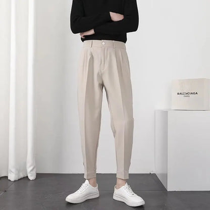 Herrenhose Bundfaltenhose Modern Slimfit Schwarz
