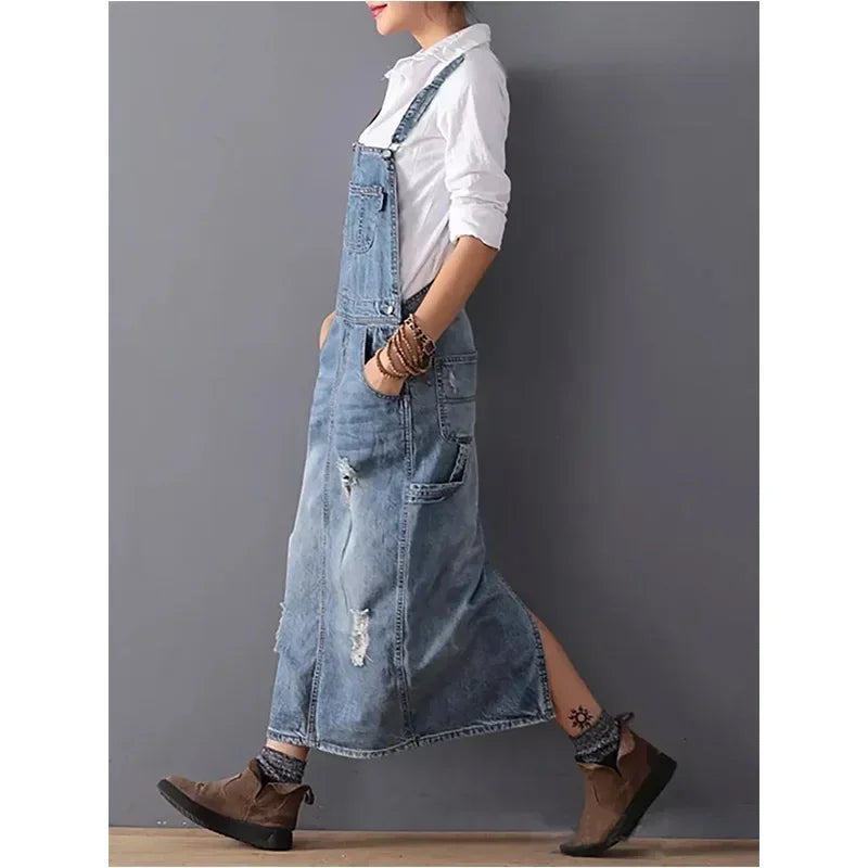 Kleid Trägerkleid Denim Lässig Sommer
