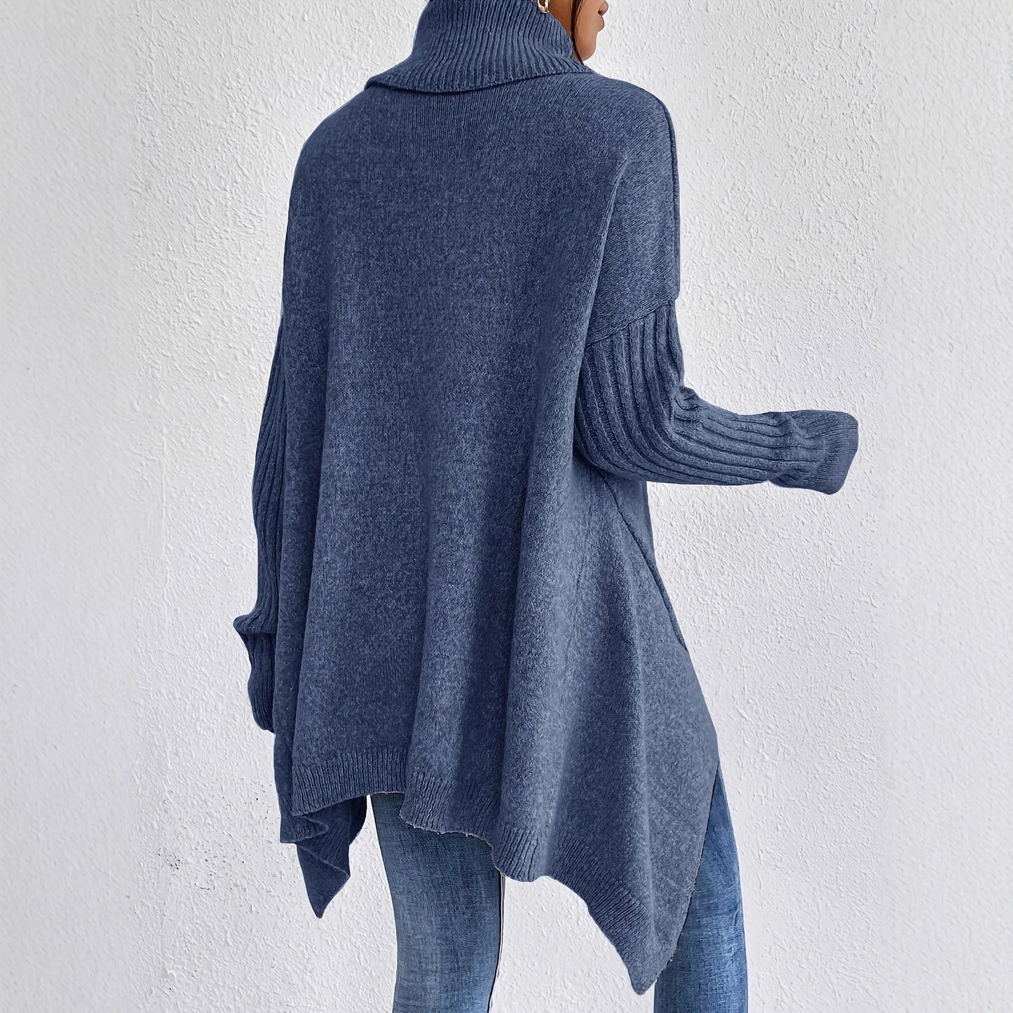 Damen Oversized Pullover Warm Hochkragen Winter
