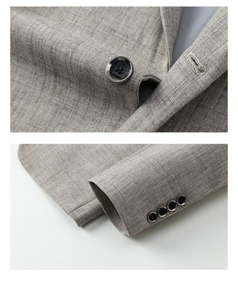 Eleganter Herren Blazer Slim Fit Blau Grau Beige
