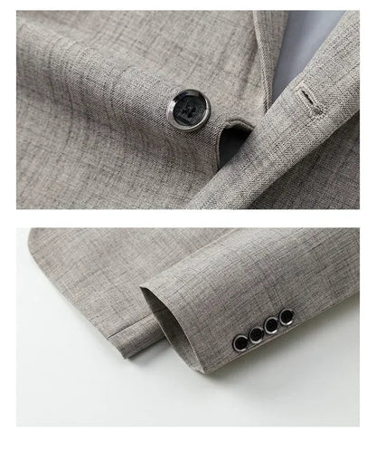 Eleganter Herren Blazer Slim Fit Blau Grau Beige