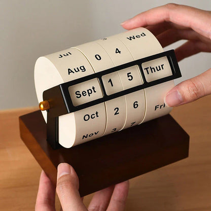 Holz Schreibtischkalender Rotierend Mid Century Design - BerlinGlamour