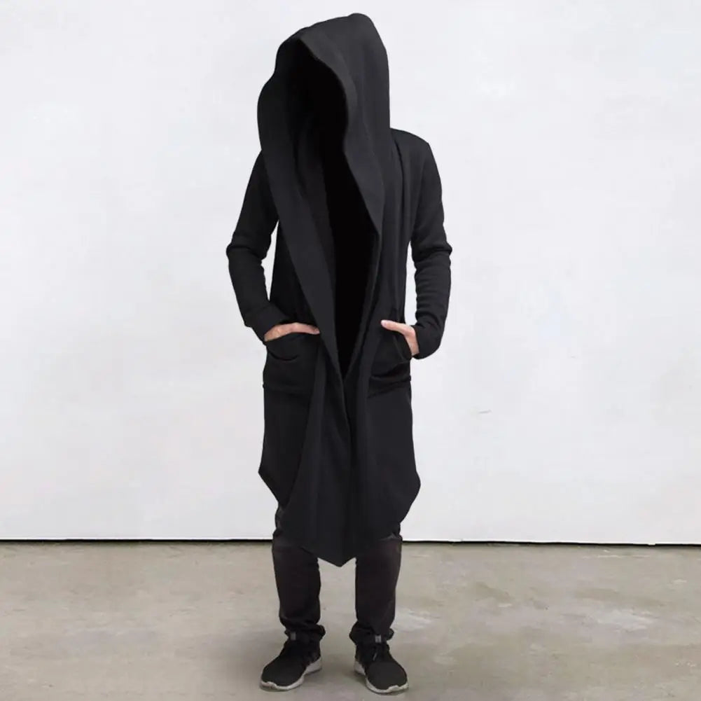 Gothic Strickjacke Herren Lang Kapuze Schwarze