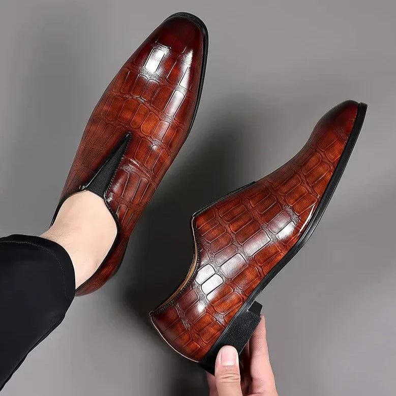 Elegante Herren Leder Loafer Schuhe Schwarz