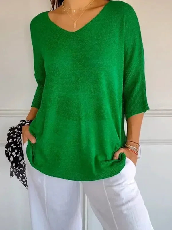 Weicher Strickpullover Fein Gestrickt Damen