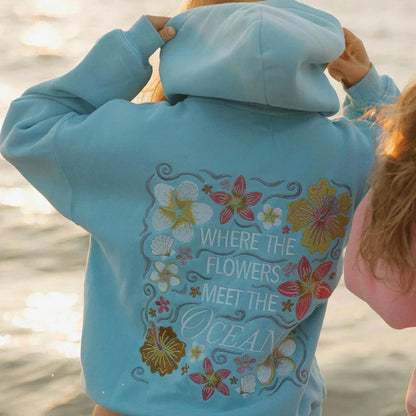 Bestickter Hoodie Floral Meeresdesign Frauen
