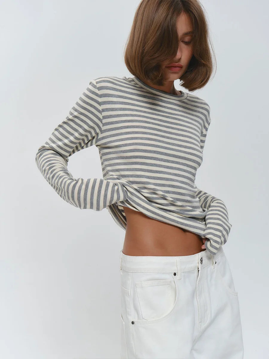Elegantes Damen Langarmshirt Streifen Classic