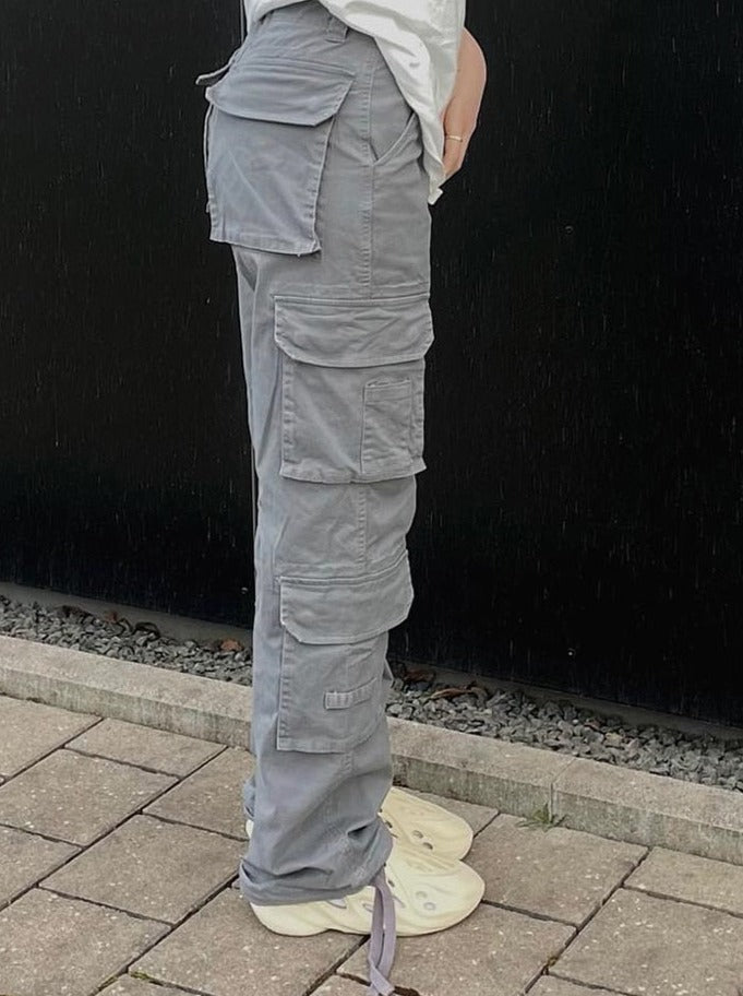 Damen Cargo Hose Weite Beinlocke Mit Taschen
