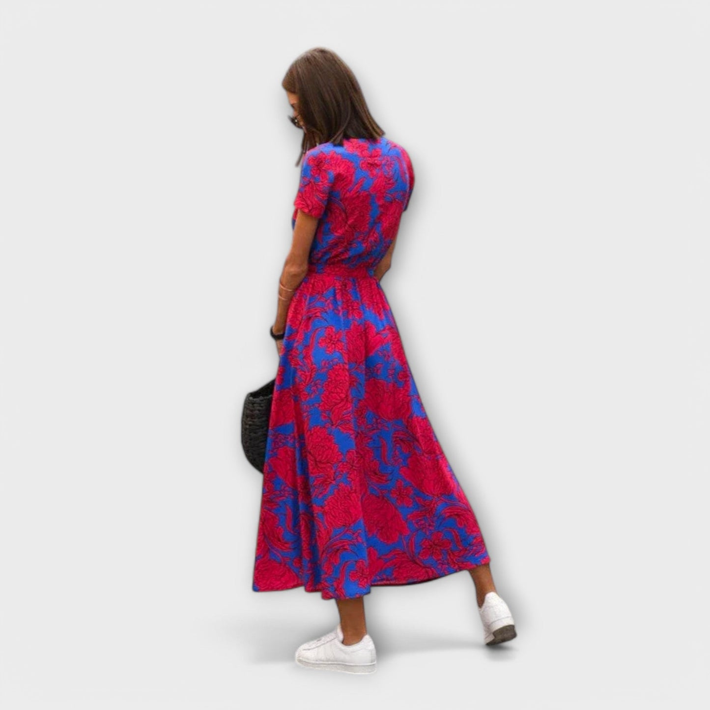 Damen Langkleid V-Ausschnitt Gürtel Lässig Elegant