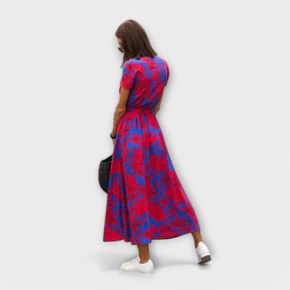 Damen Langkleid V-Ausschnitt Gürtel Lässig Elegant